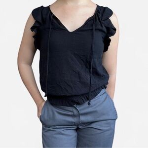 Black INC International Concept Ruffled Women's Top